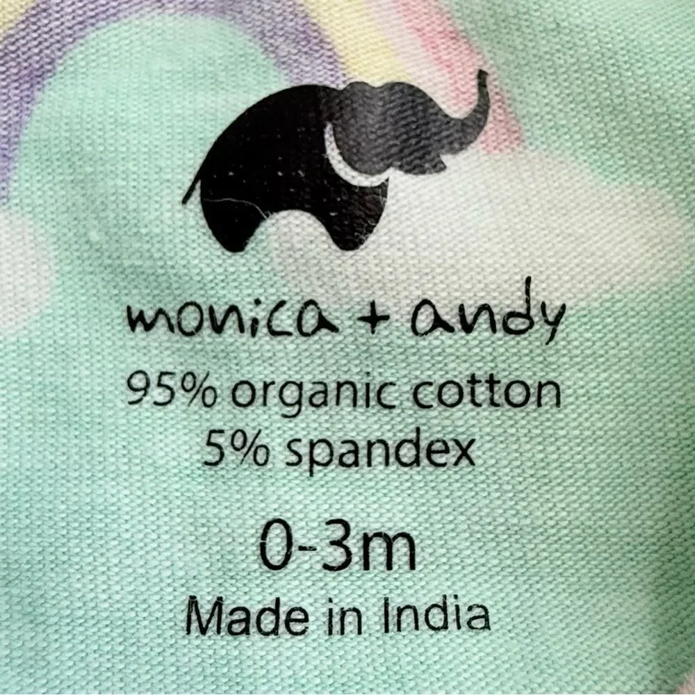 Monica + Andy Organic Cotton Long Sleeve Rainbow Print One Piece. 0-3 Months.